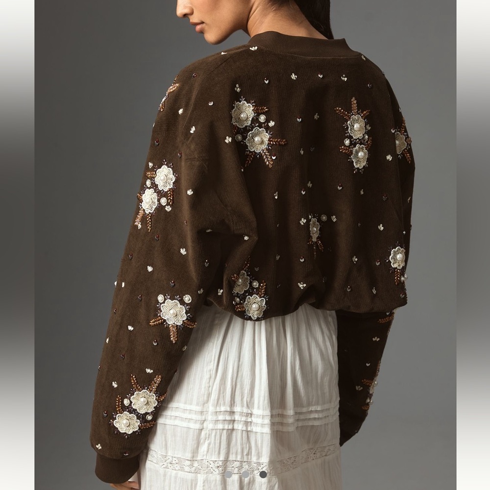 New by Anthropologie  floral embellished jacket
